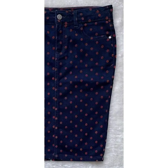 Anthropologie Pilcro and the Letterpress Polka Dot Denim Pencil Skirt, Size 26