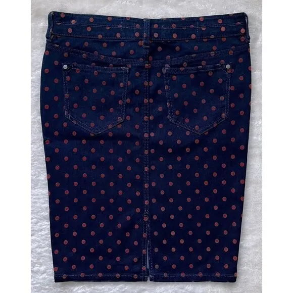 Anthropologie Pilcro and the Letterpress Polka Dot Denim Pencil Skirt, Size 26