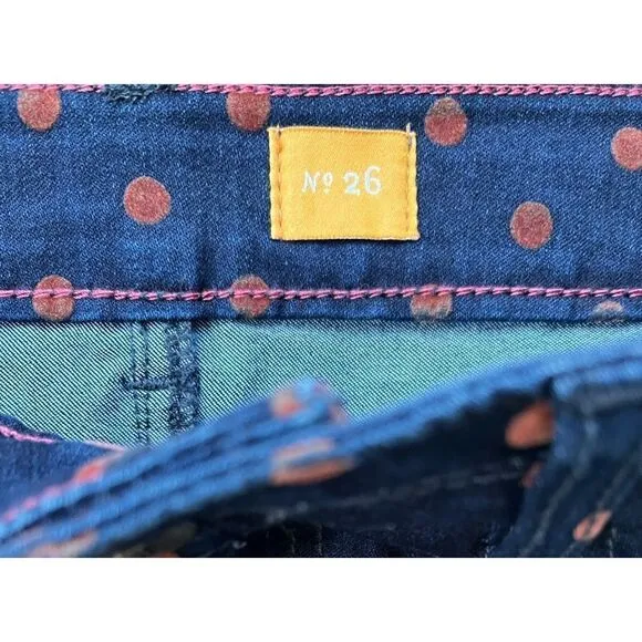 Anthropologie Pilcro and the Letterpress Polka Dot Denim Pencil Skirt, Size 26