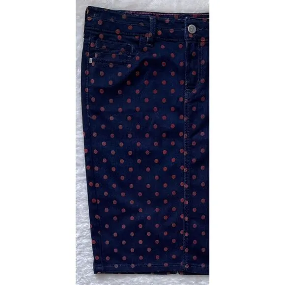 Anthropologie Pilcro and the Letterpress Polka Dot Denim Pencil Skirt, Size 26