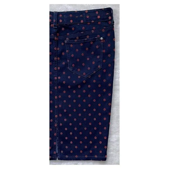 Anthropologie Pilcro and the Letterpress Polka Dot Denim Pencil Skirt, Size 26