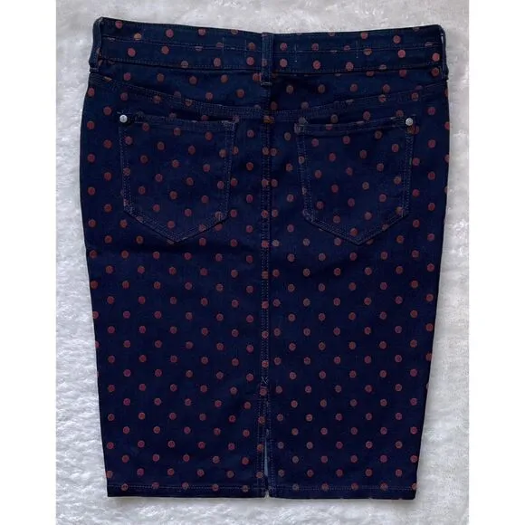 Anthropologie Pilcro and the Letterpress Polka Dot Denim Pencil Skirt, Size 26