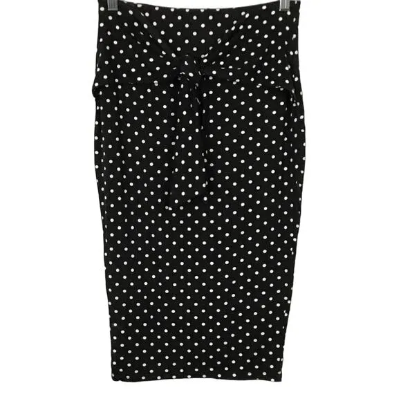 ANTHROPOLOGIE Womens Pencil Skirt Bailey 44 Spotted Hyena Black Dot Small NWT