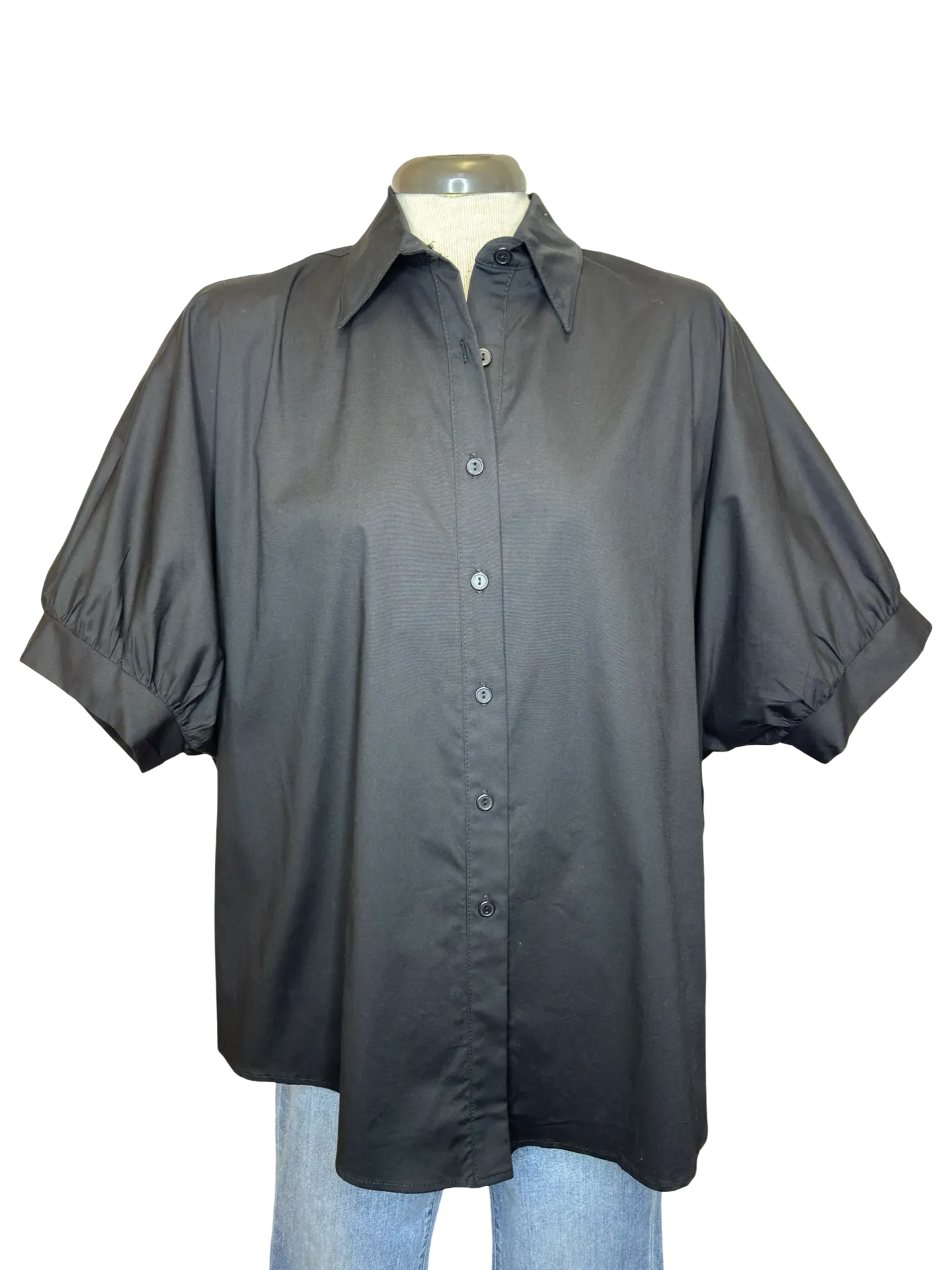 Arizona Oversized Button Down Top Black
