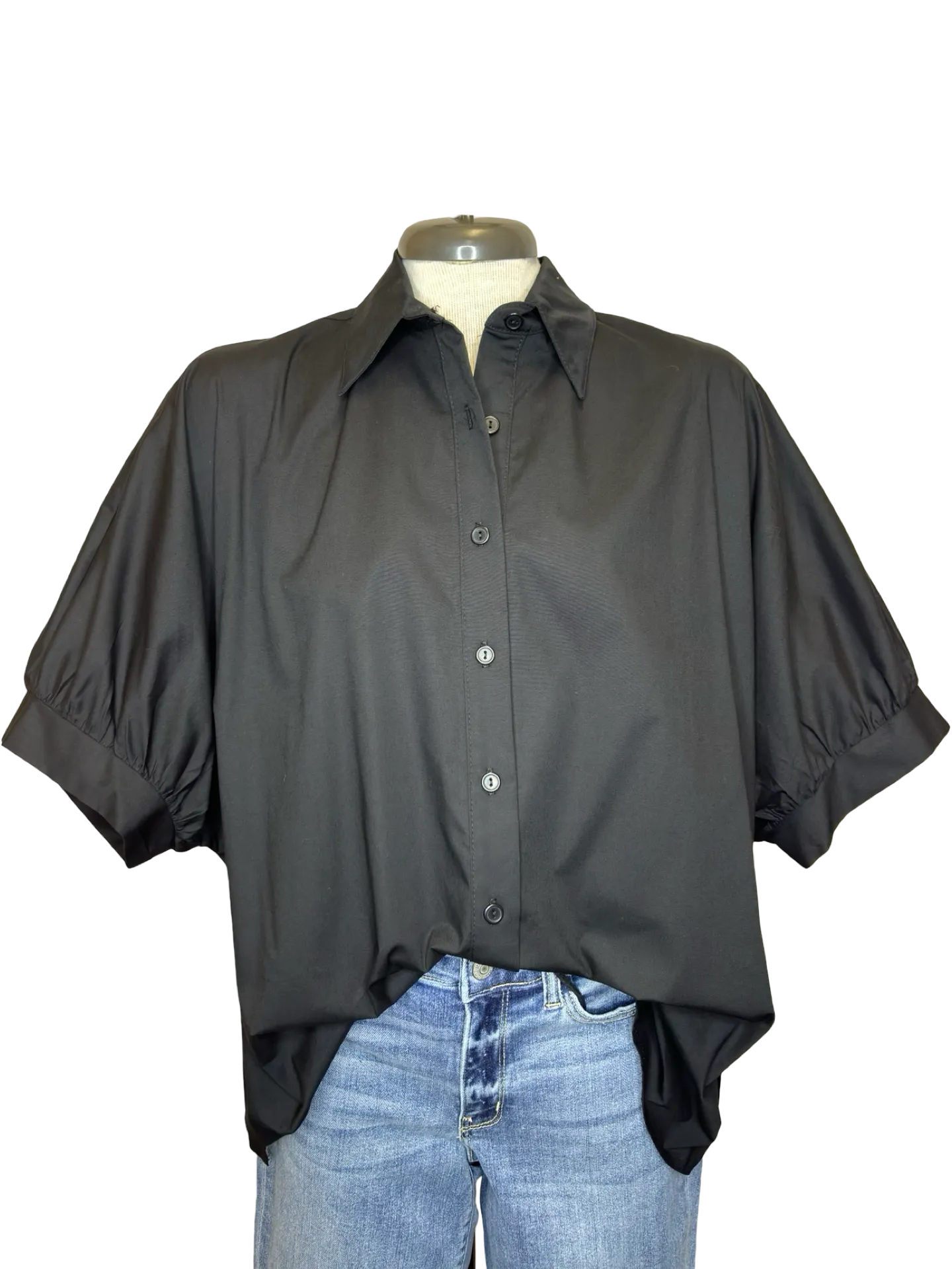 Arizona Oversized Button Down Top Black