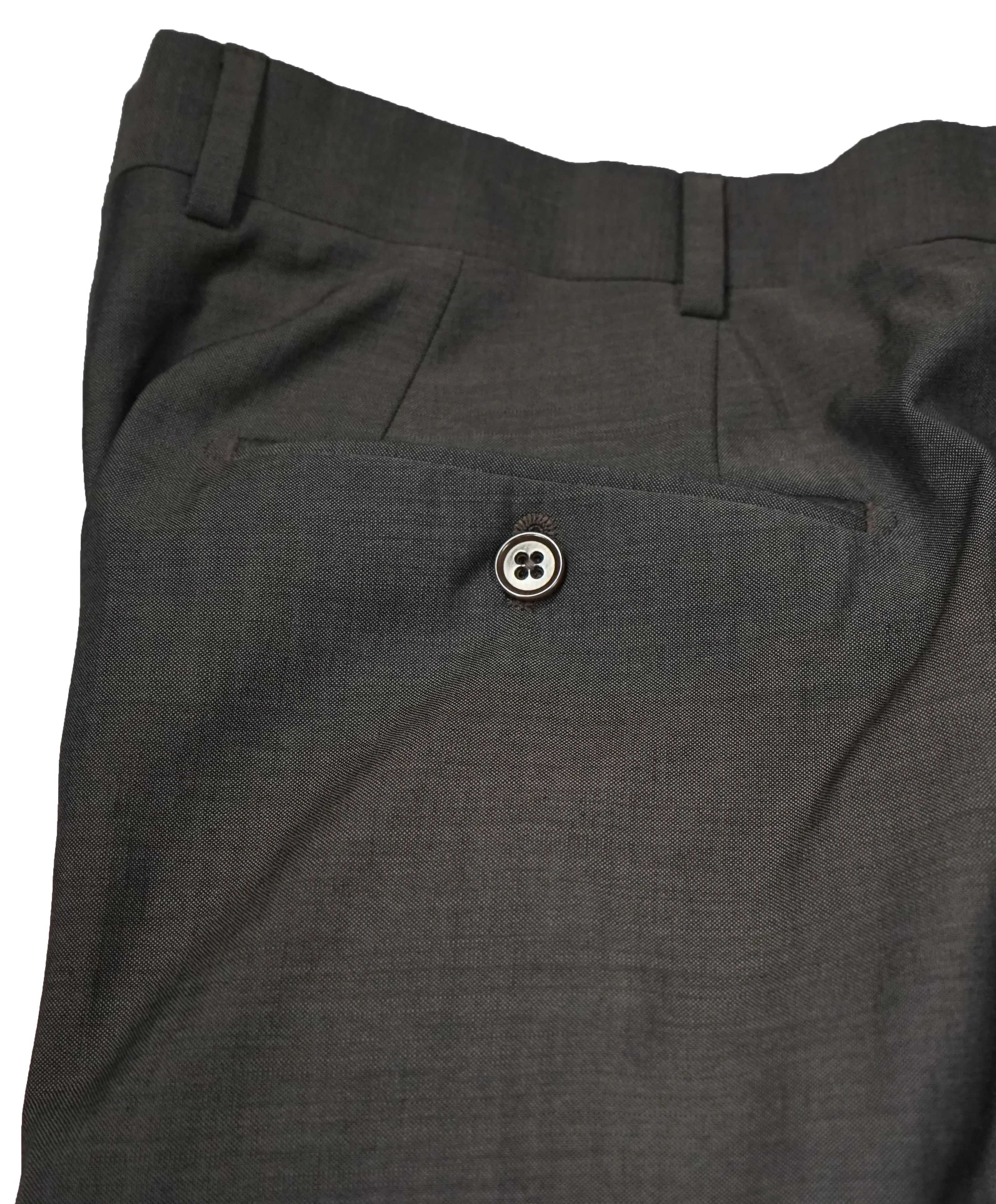 ARMANI COLLEZIONI - Gray Olive Textured Flat Front Dress Pants - 33W