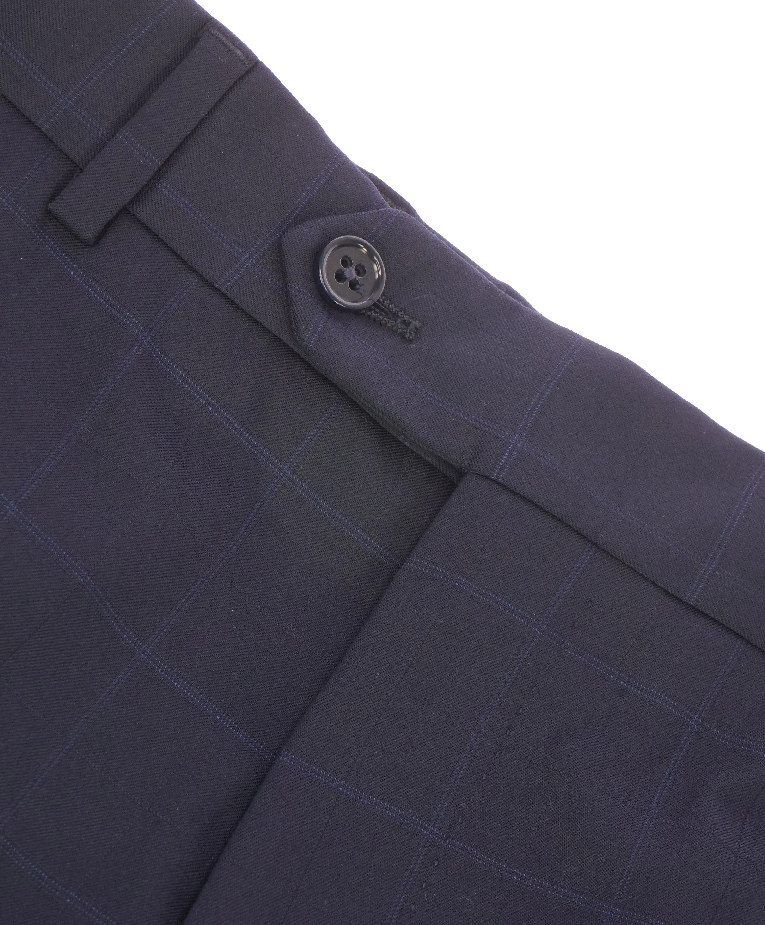 ARMANI COLLEZIONI - Plaid Check Windowpane Blue Flat Front Dress Pants - 39W