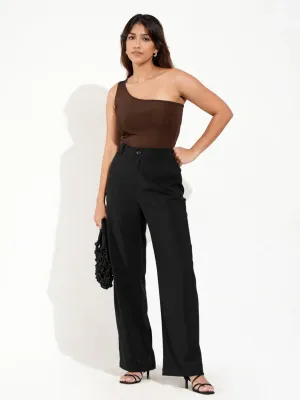 Back Buckle Detailed Wide Leg Pant