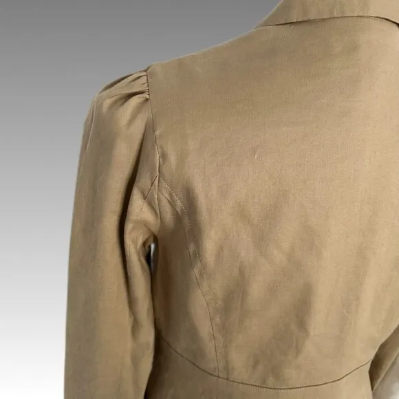 BANANA REPUBLIC Linen Safari Style Khaki Tan Blazer Jacket Women 10