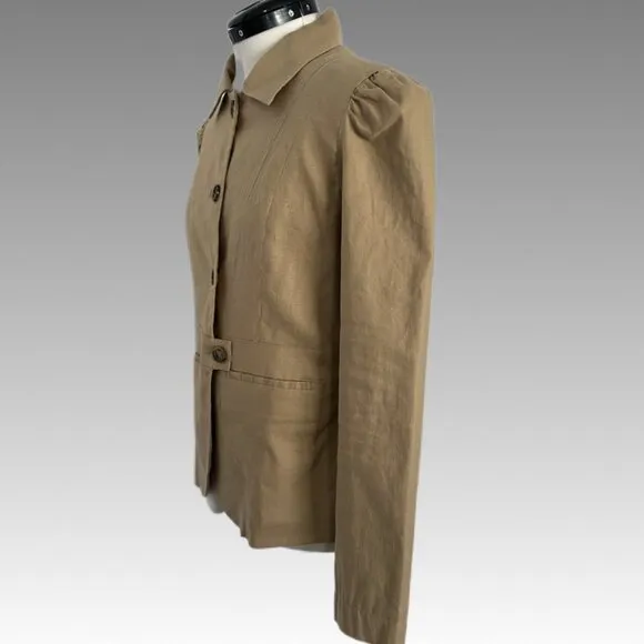 BANANA REPUBLIC Linen Safari Style Khaki Tan Blazer Jacket Women 10