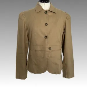 BANANA REPUBLIC Linen Safari Style Khaki Tan Blazer Jacket Women 10