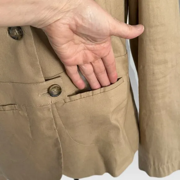 BANANA REPUBLIC Linen Safari Style Khaki Tan Blazer Jacket Women 10