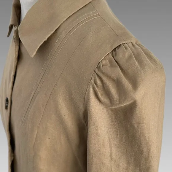 BANANA REPUBLIC Linen Safari Style Khaki Tan Blazer Jacket Women 10