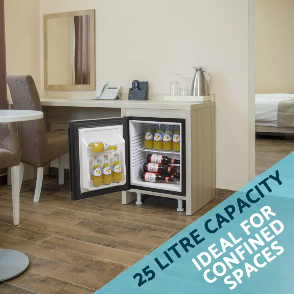 Baridi 25L Drinks, Beer & Wine Mini Fridge with LED Light - Black - A