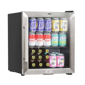 Baridi 50L Drinks & Wine Mini Cooler Fridge with LED Light, Stainless Steel - DH75