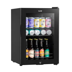 Baridi 60L Drinks, Beer & Wine Fridge with LED Light - Black - A