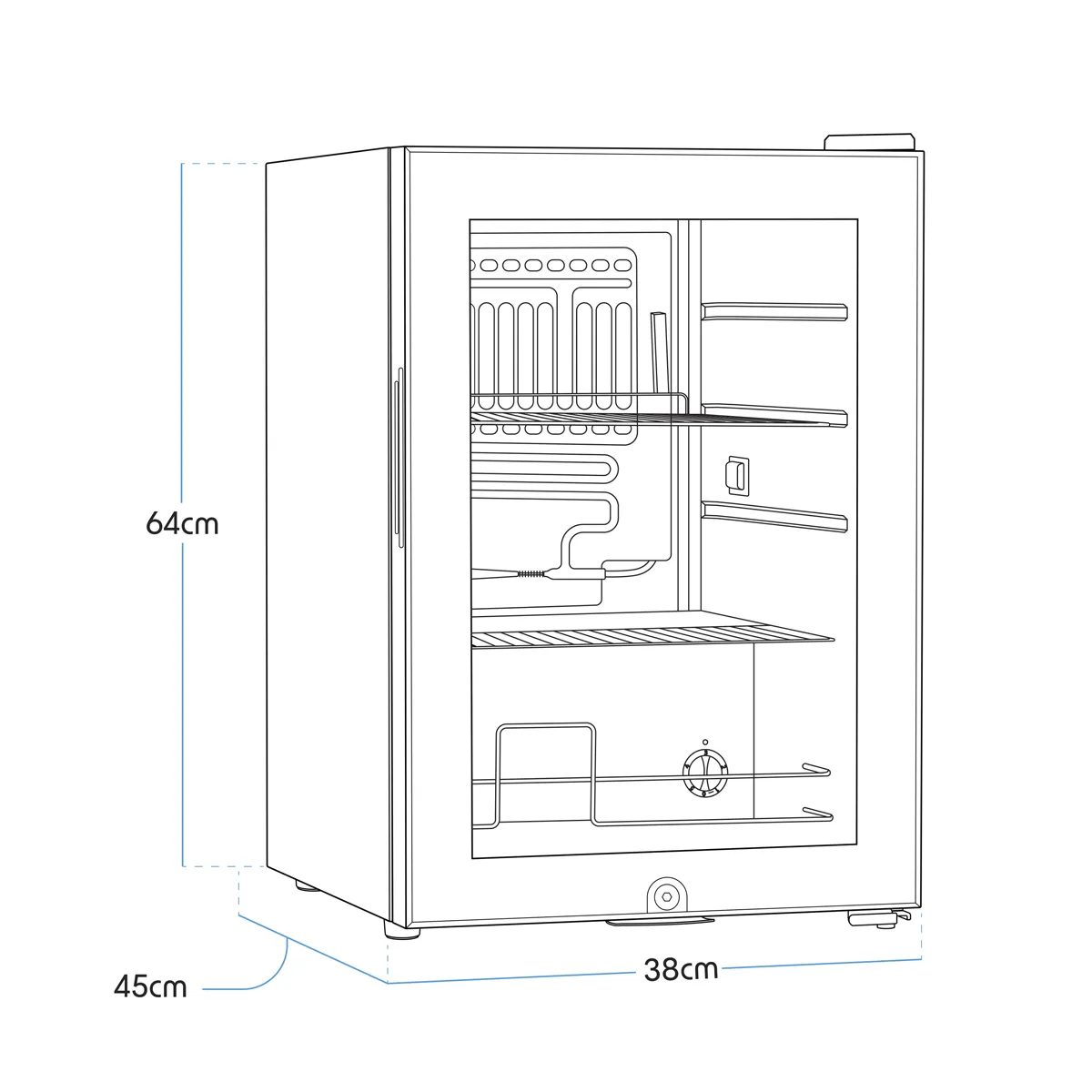Baridi 60L Drinks, Beer & Wine Fridge with LED Light - Black - A