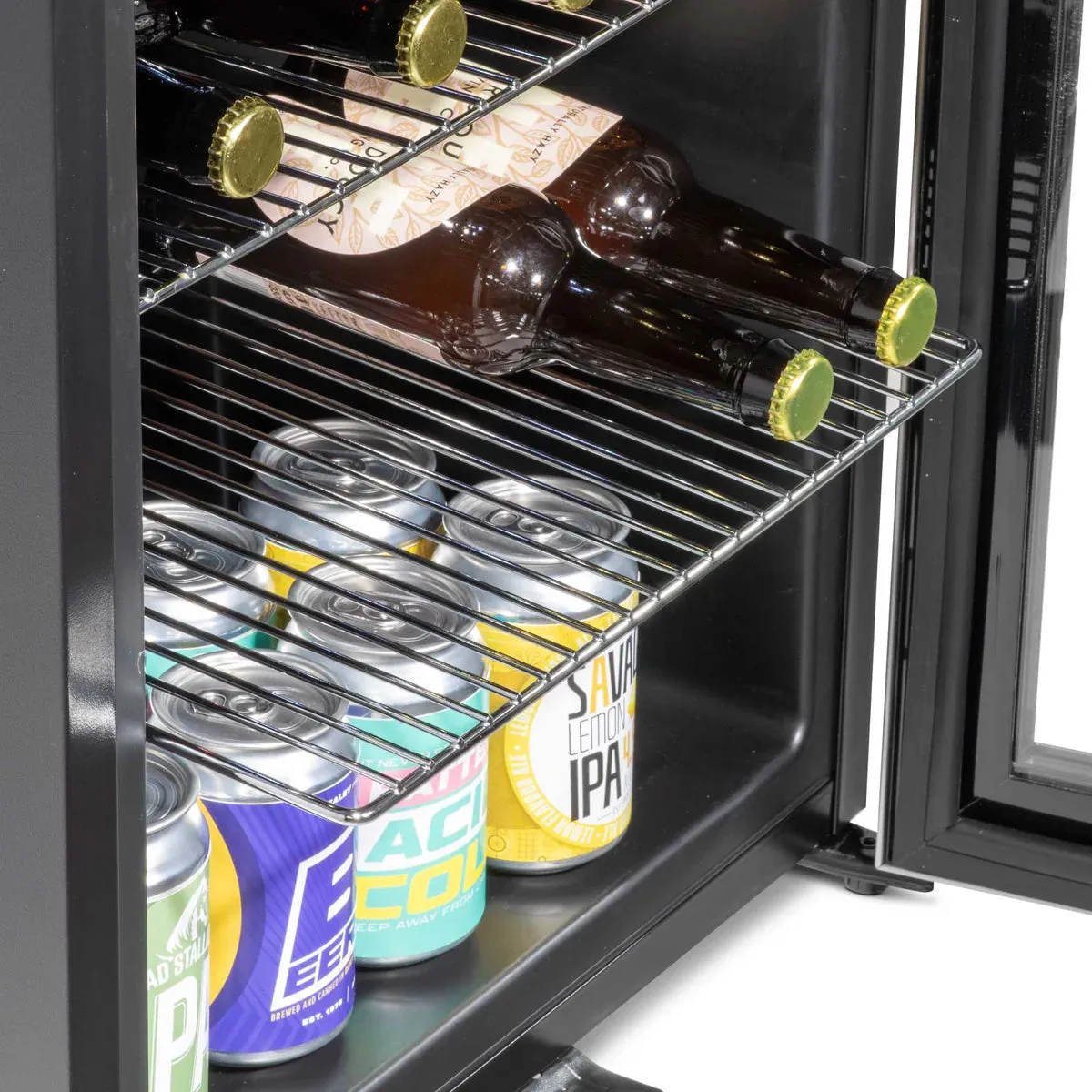 Baridi 60L Drinks, Beer & Wine Fridge with LED Light - Black - A