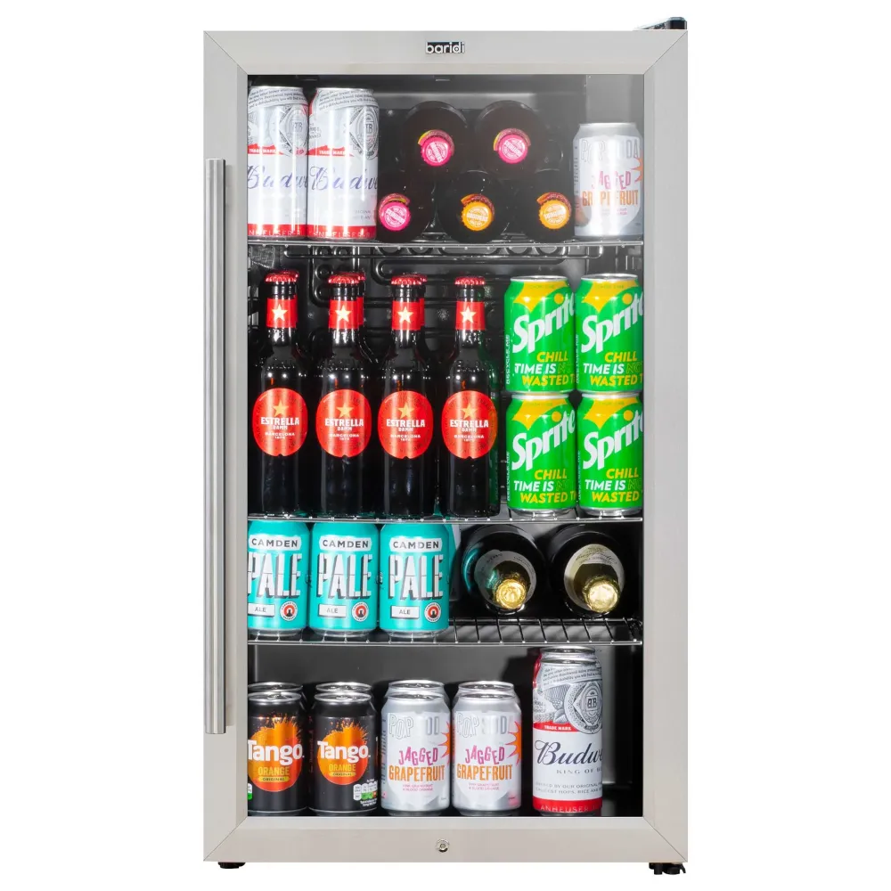 Baridi 85L Drinks, Beer & Wine Fridge with LED Light - Stainless Steel - A