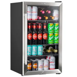 Baridi 85L Drinks, Beer & Wine Fridge with LED Light - Stainless Steel - A