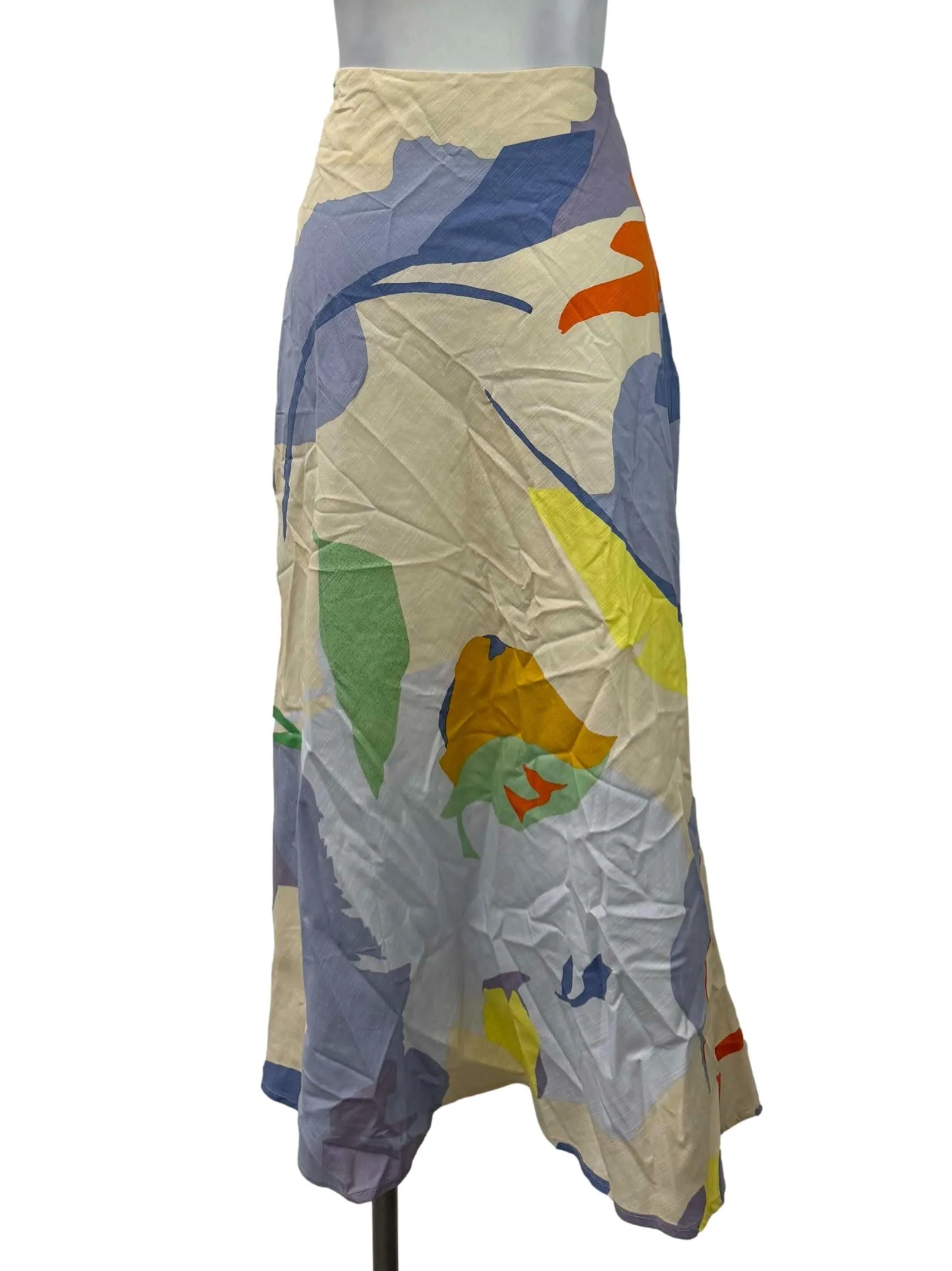 Beige Abstract Midi Skirt