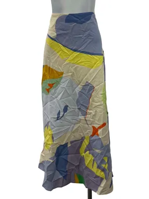 Beige Abstract Midi Skirt
