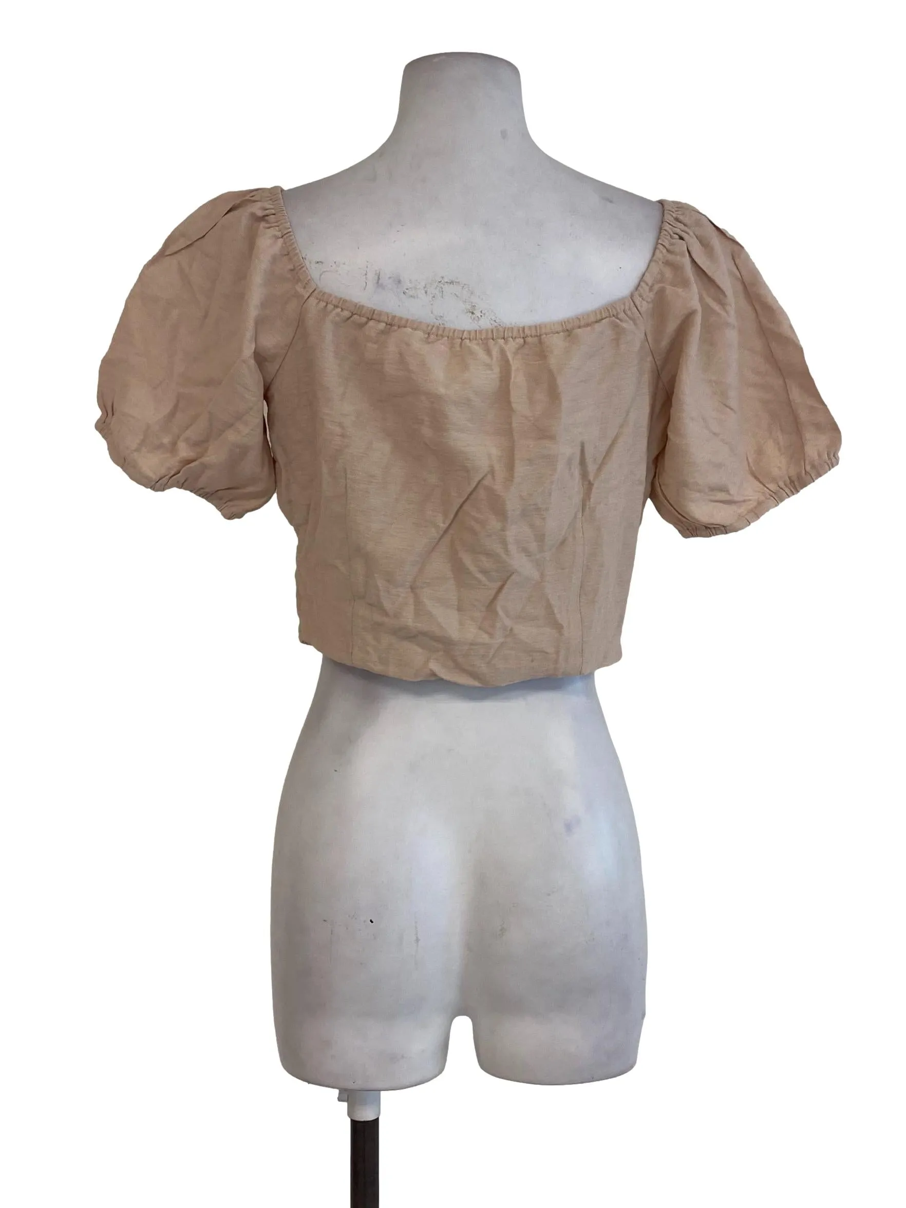 Beige V Neck Top