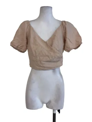 Beige V Neck Top