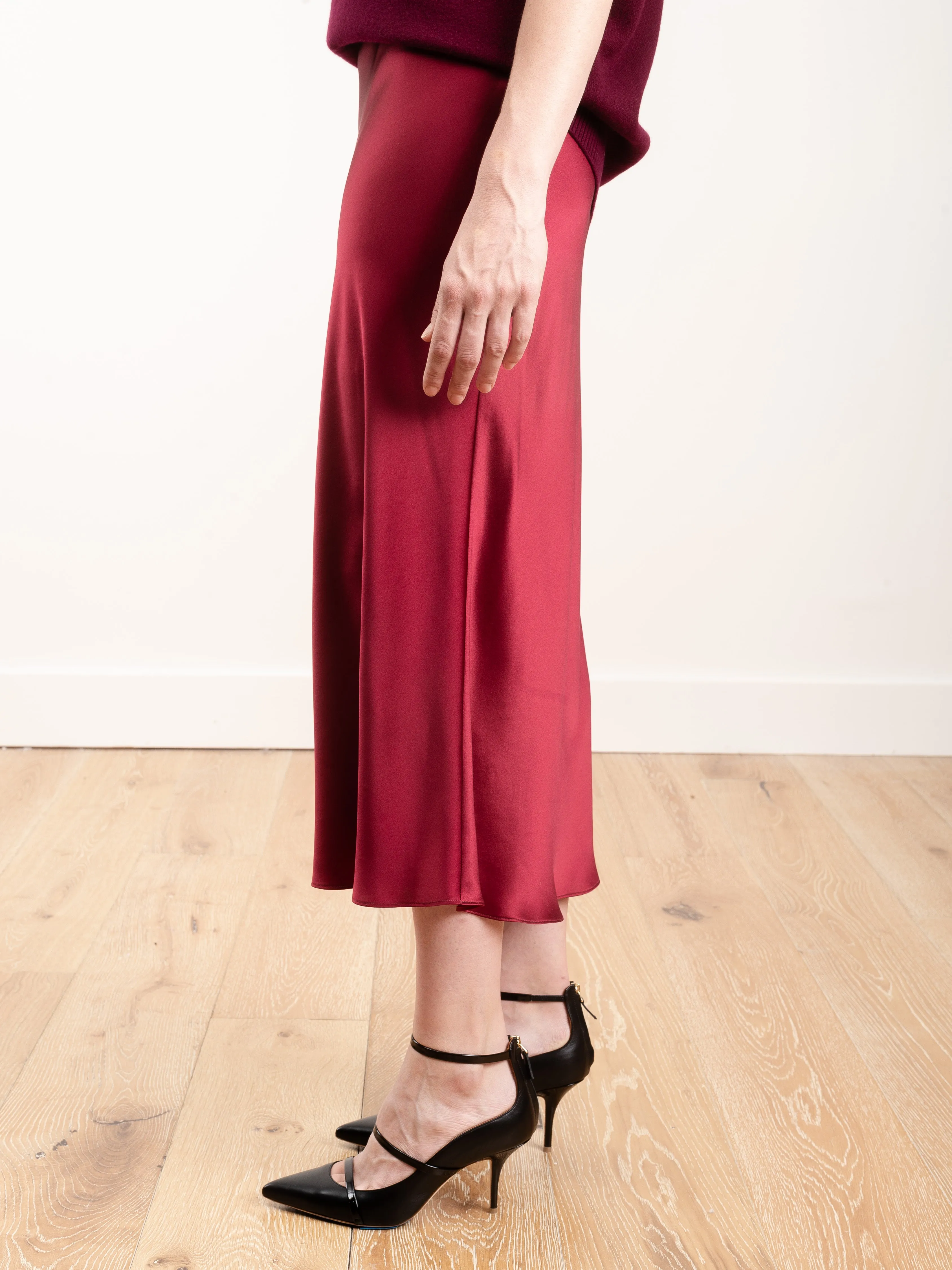 bias silk skirt - bordeaux