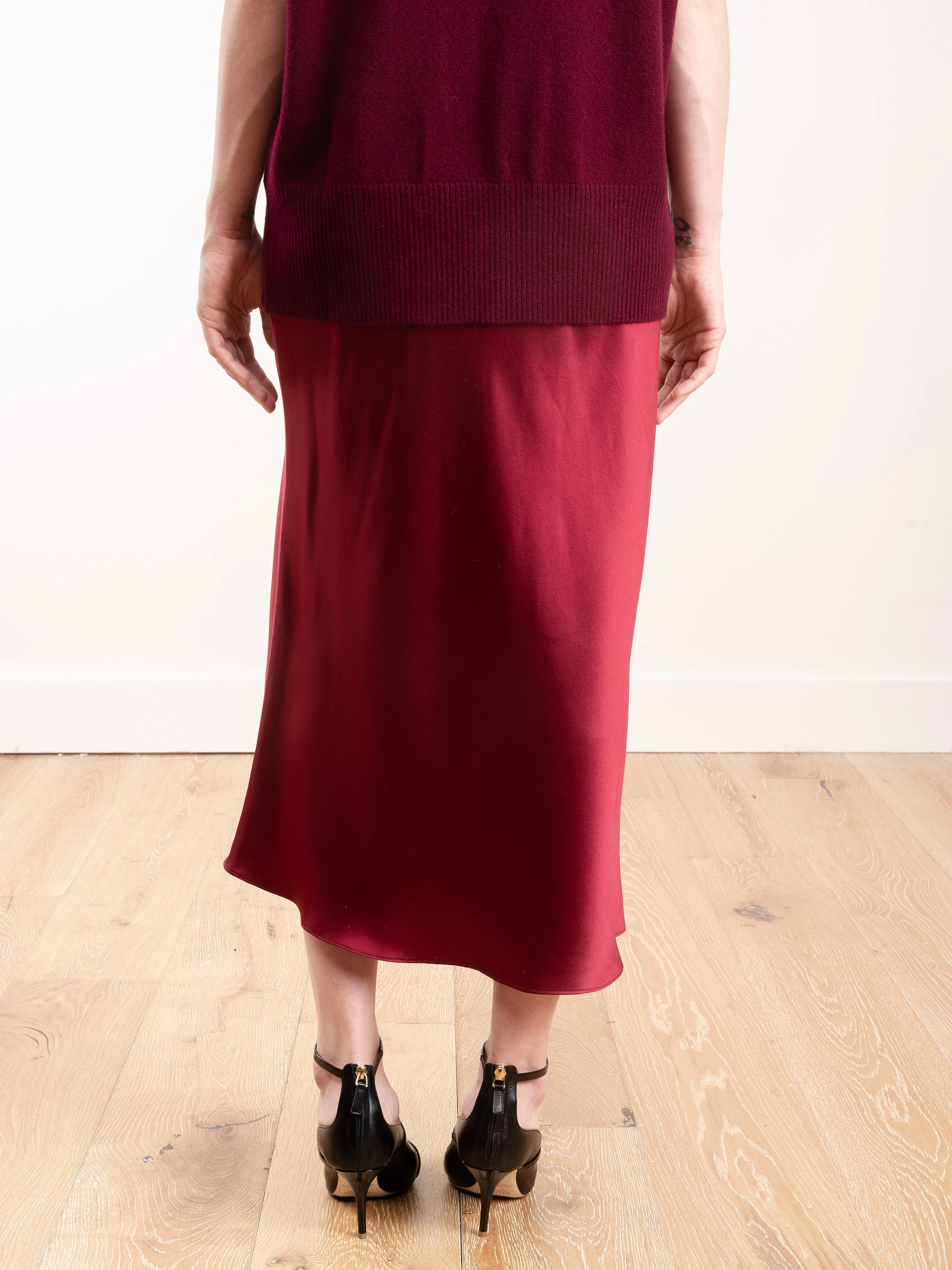 bias silk skirt - bordeaux
