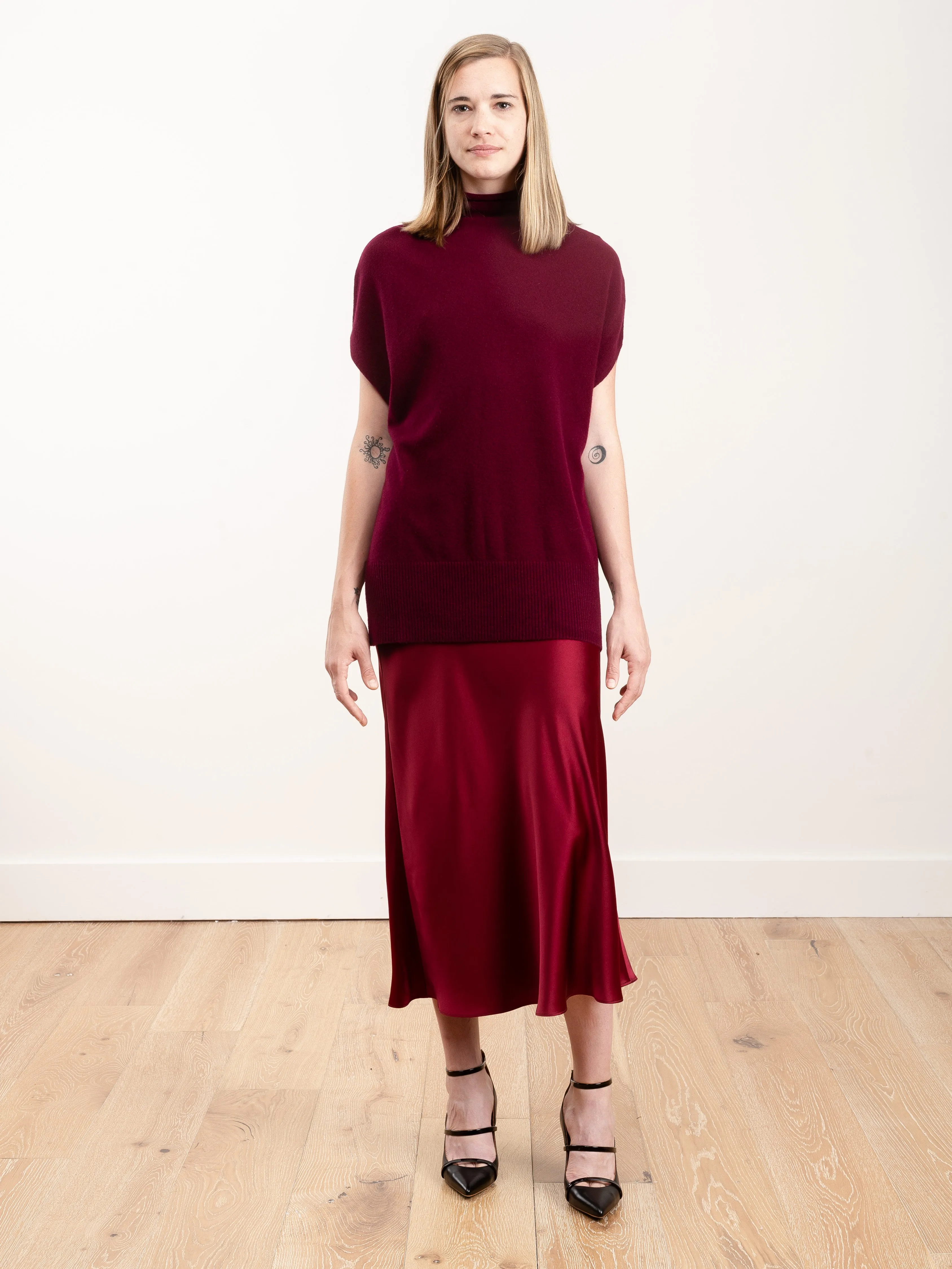 bias silk skirt - bordeaux