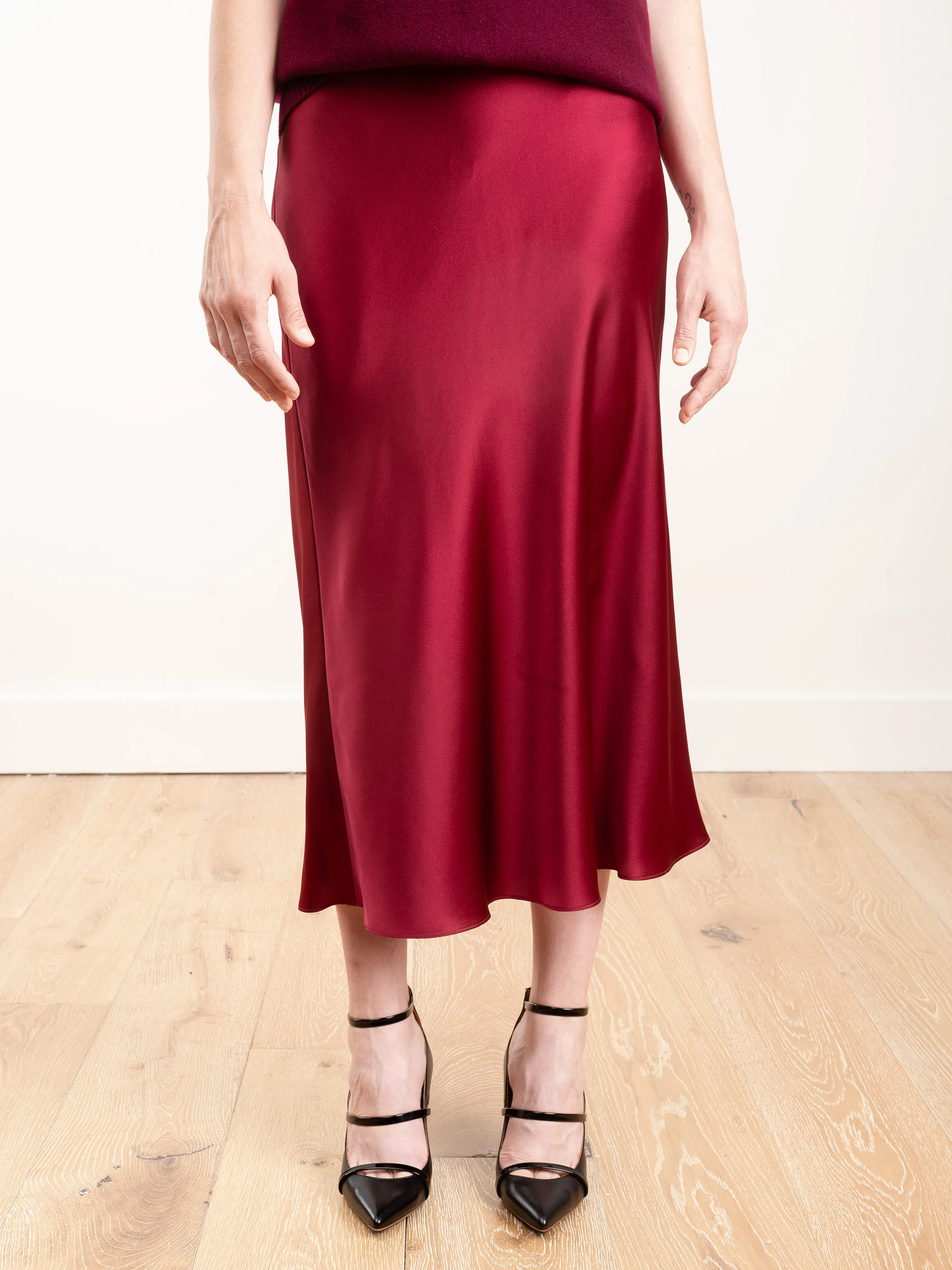 bias silk skirt - bordeaux
