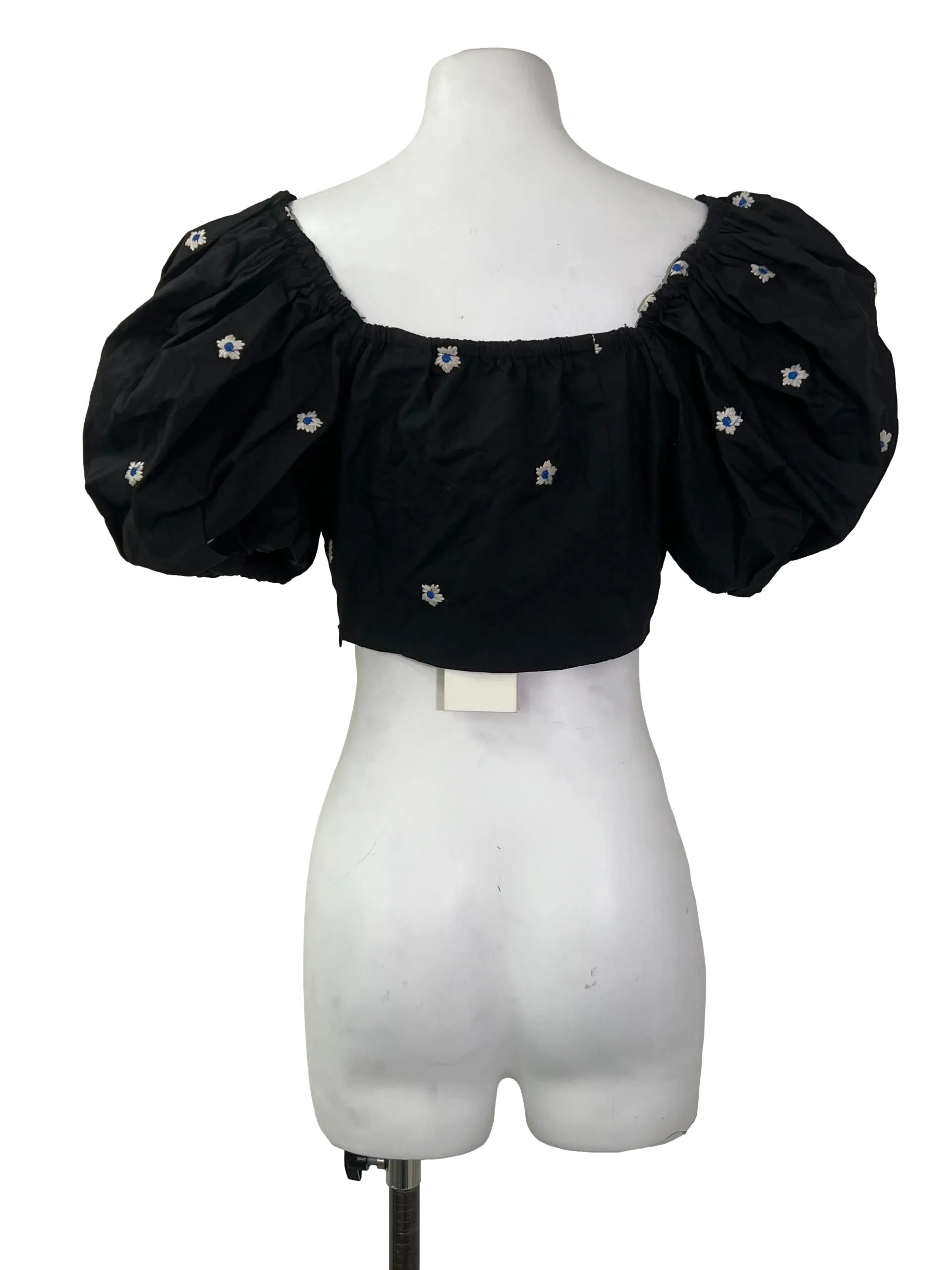 Black Floral Embroidered Top