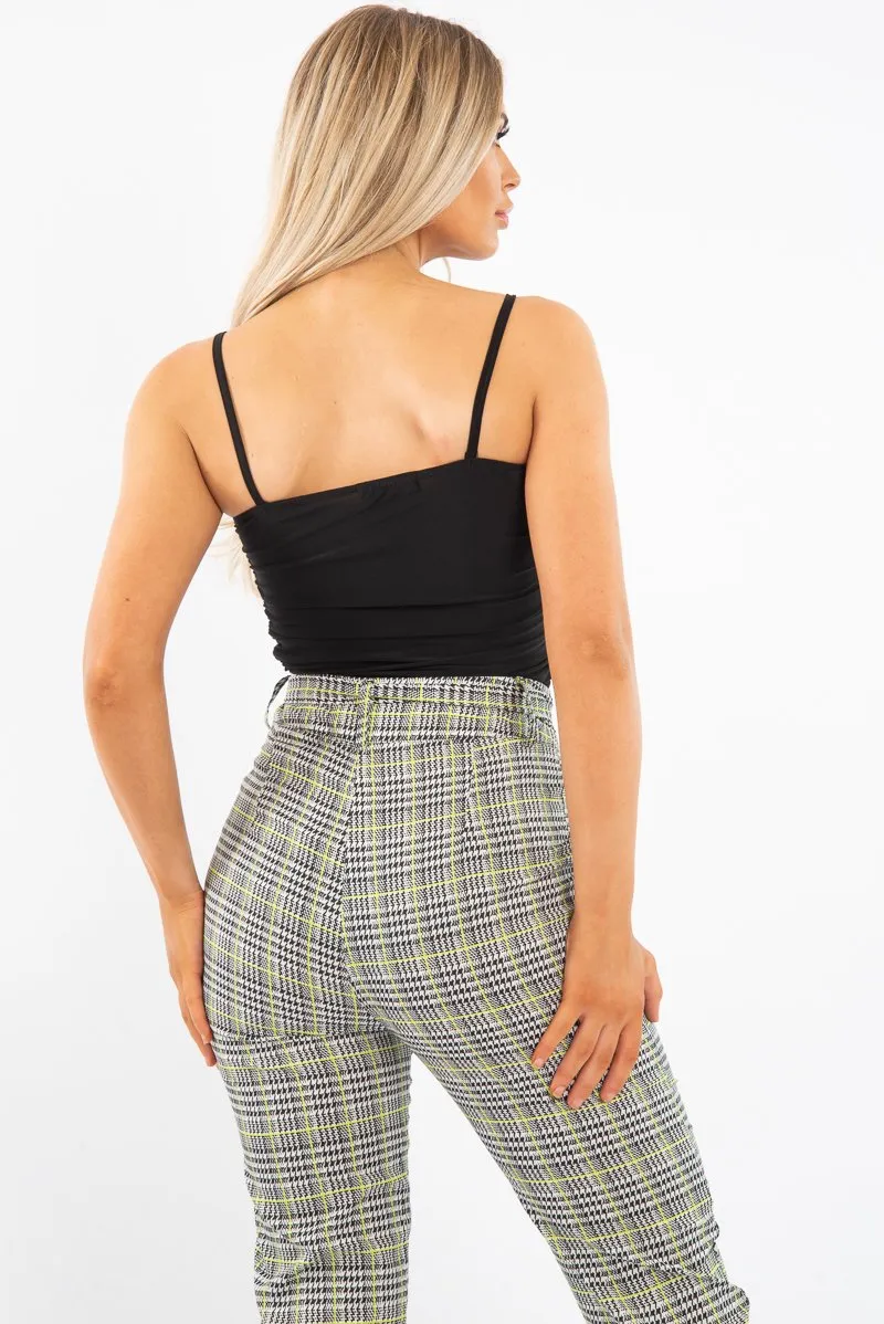 Black Slinky Ruched Detail Bodysuit - Edie