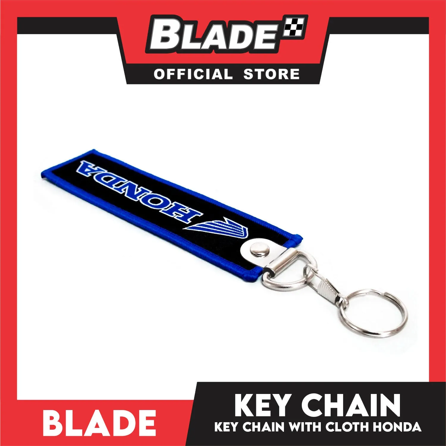 Blade Keychain Cloth Tag Honda Blue and Black