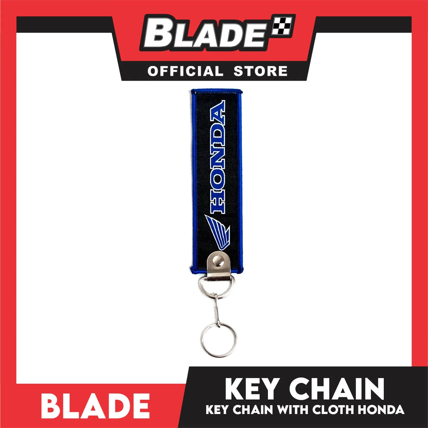 Blade Keychain Cloth Tag Honda Blue and Black