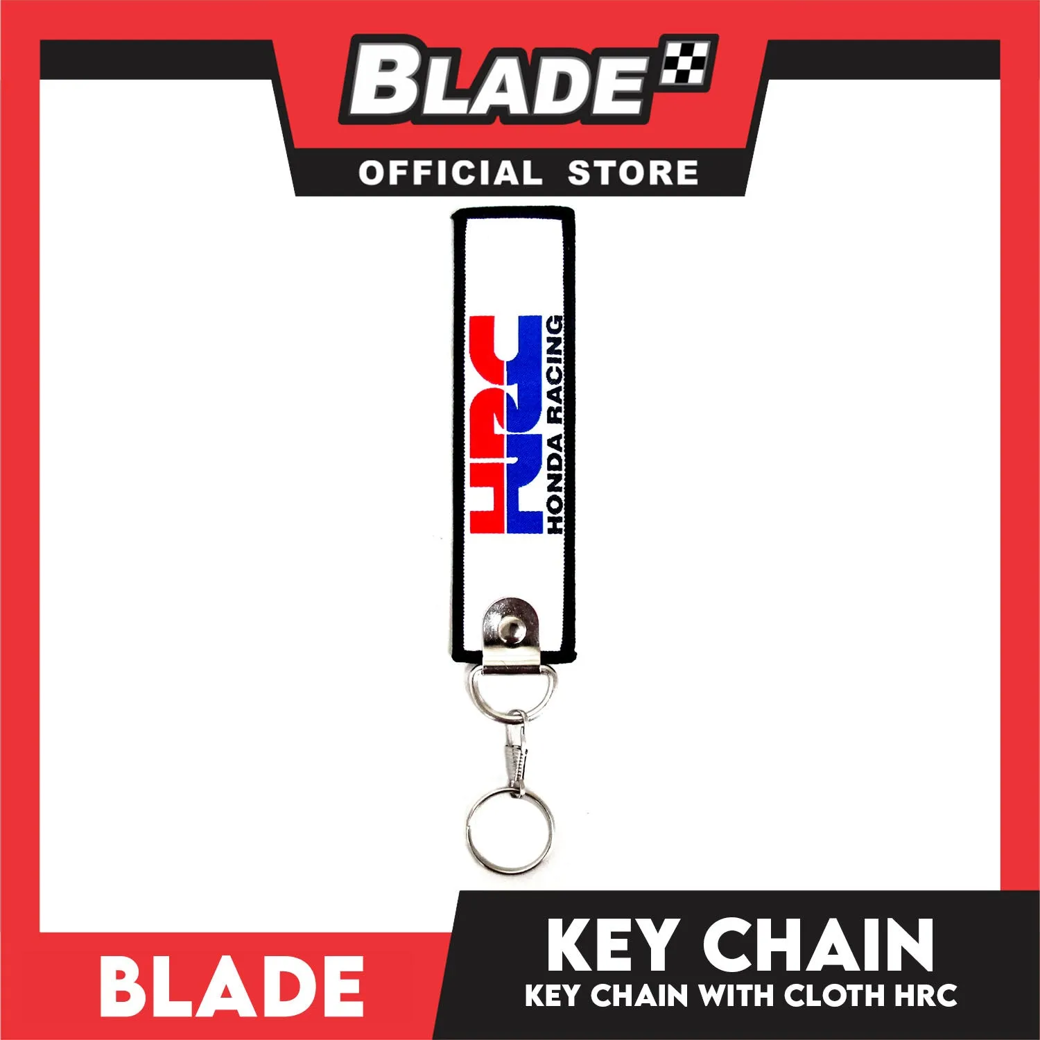 Blade Keychain Cloth Tag Honda Racing (White/Blue/Red)