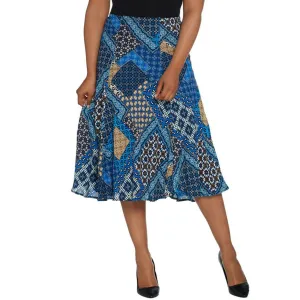 Bob Mackie Women's Patchwork Print Pull-On Woven Midi Skirt