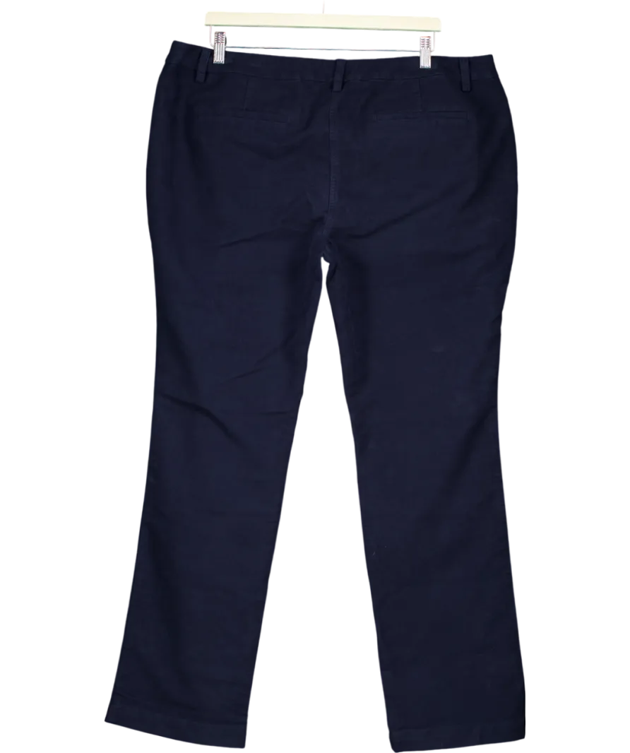 Boden Blue Cotton Straight Leg Trousers UK 20