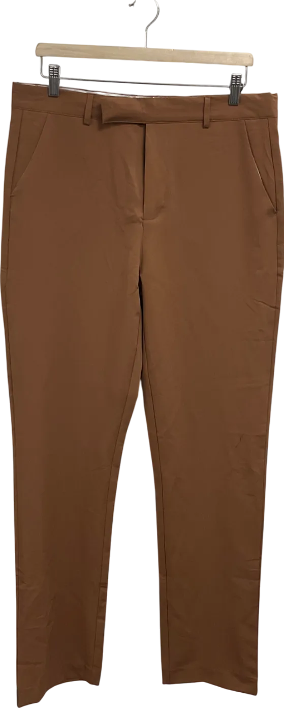 boohooMan Brown Straight Leg Trouser W34