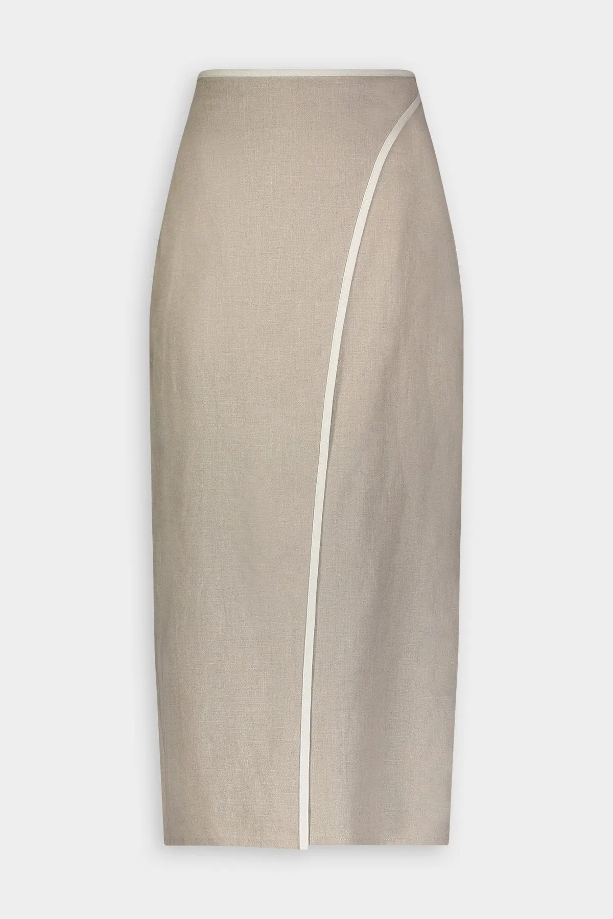 Bound Wrap Midi Skirt in Oatmeal
