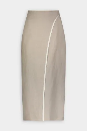 Bound Wrap Midi Skirt in Oatmeal