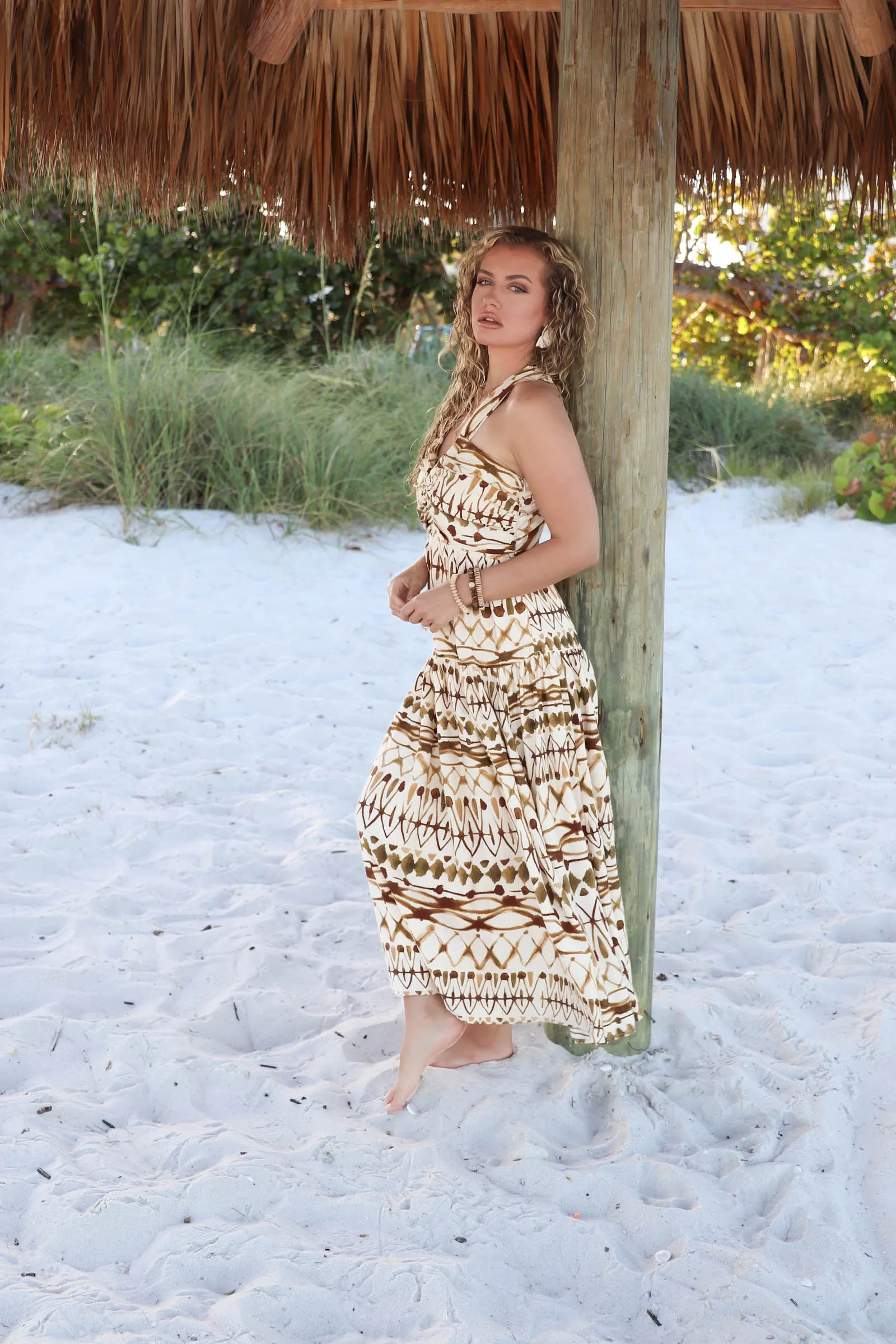Brown & Ivory Hidden Gem Midi Dress
