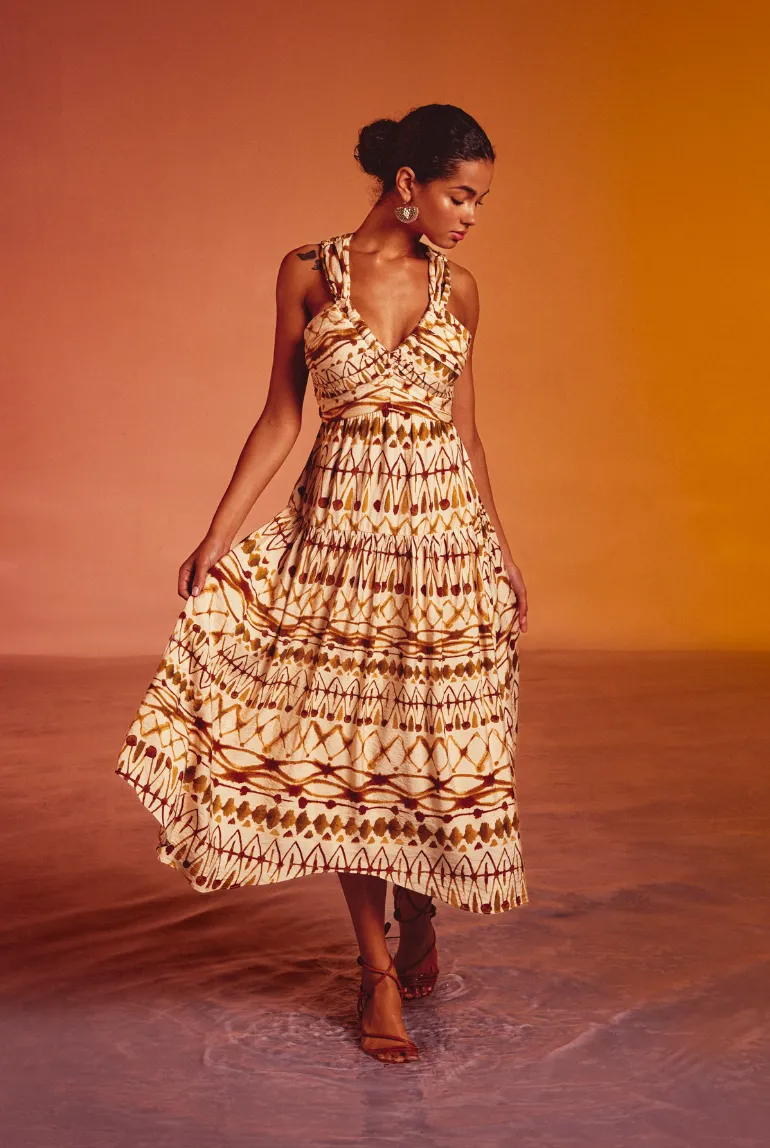 Brown & Ivory Hidden Gem Midi Dress