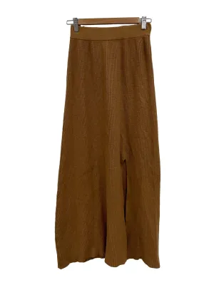 Brown Rib Knit Midi Skirt
