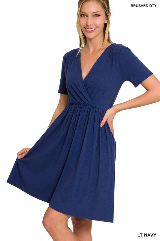 Brushed Buttery Soft Surplice Dress