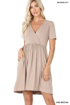 Brushed Buttery Soft Surplice Dress
