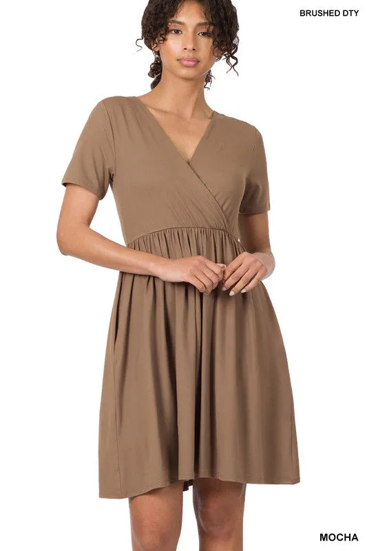 Brushed Buttery Soft Surplice Dress