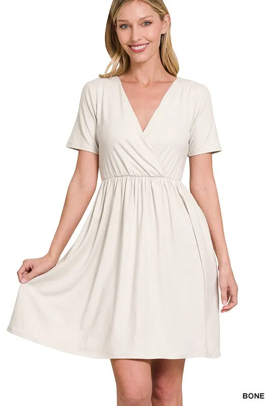 Brushed Buttery Soft Surplice Dress