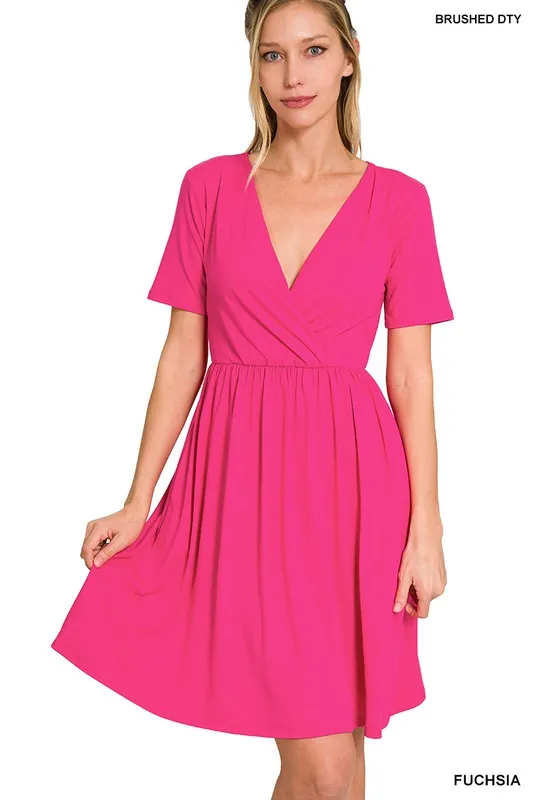 Brushed Buttery Soft Surplice Dress